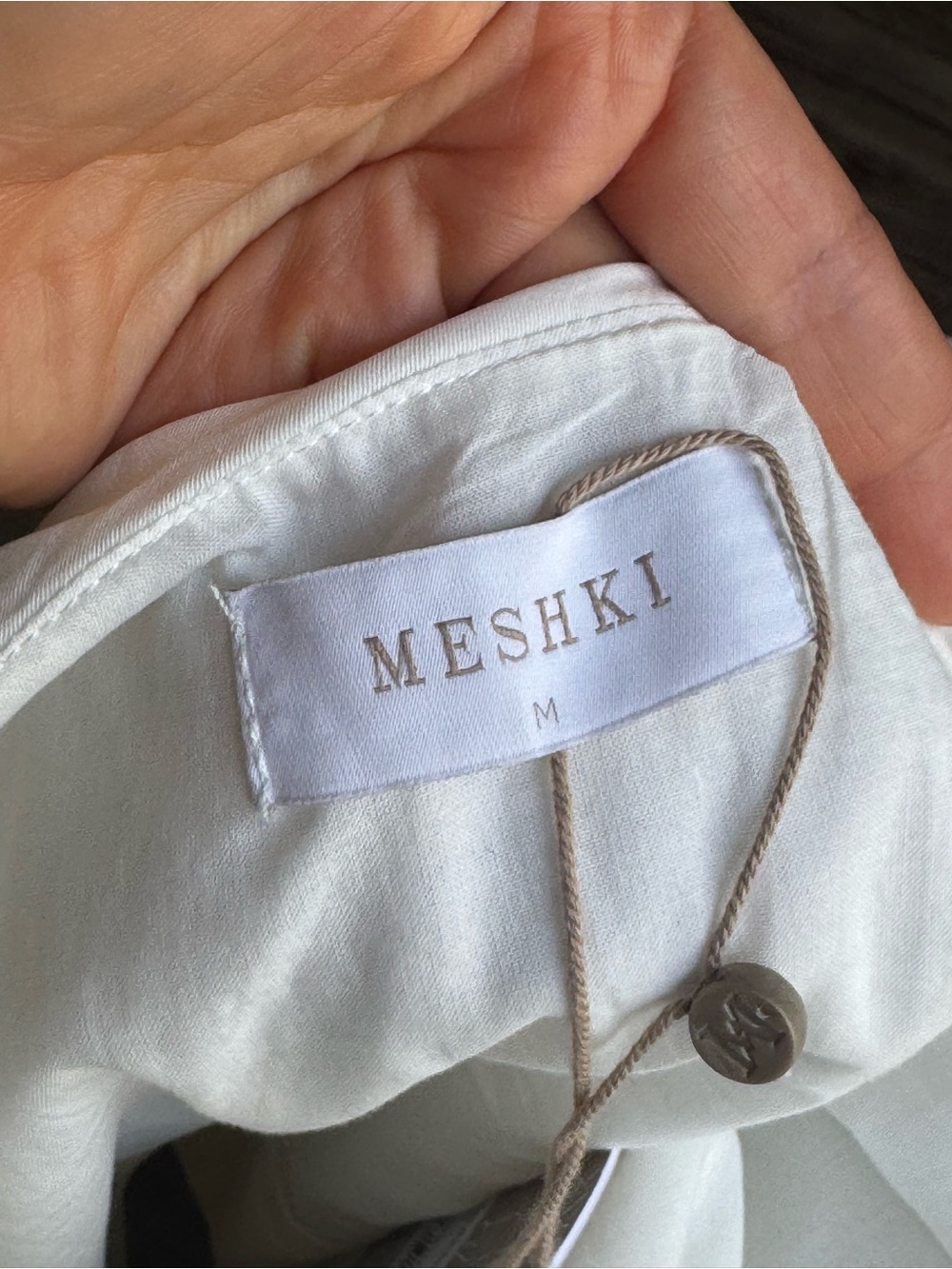 NWT Meshki fran ruched cotton mini dress white size Medium - Picture 9 of 9